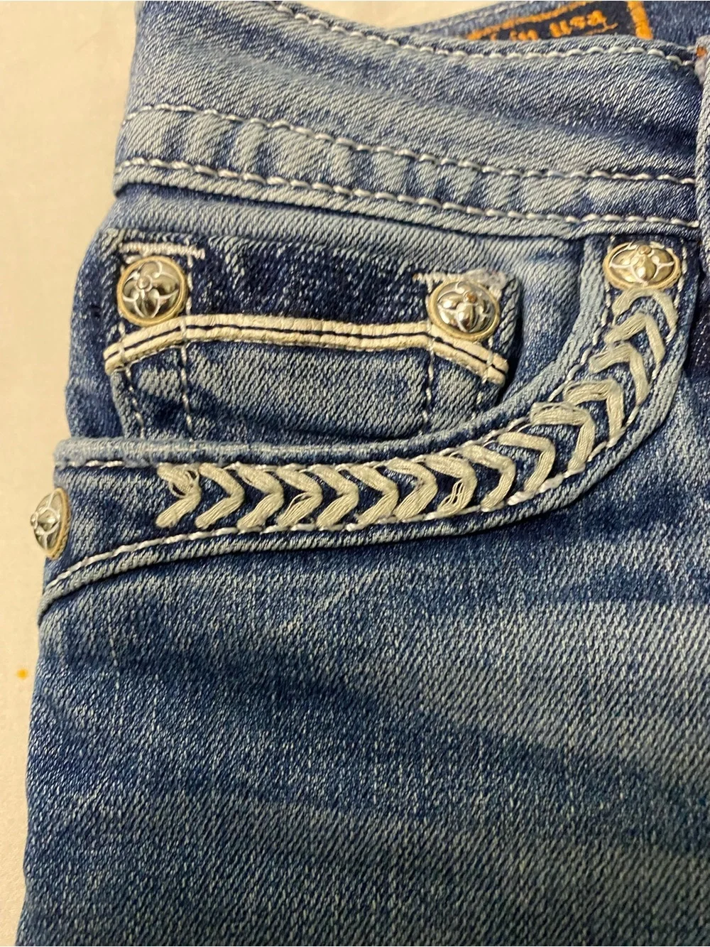 Rock Revival Etty Skinny Jeans Size 26 Embellished Y2K Heavy Stitch - Picture 3 of 9